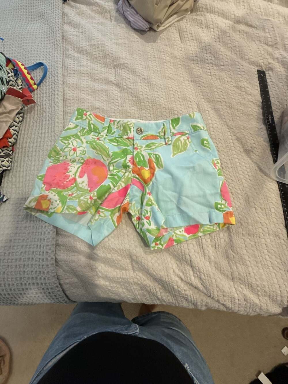 Lilly Pulitzer The Callahan Short Tropical Fruit Print Blue Shorts